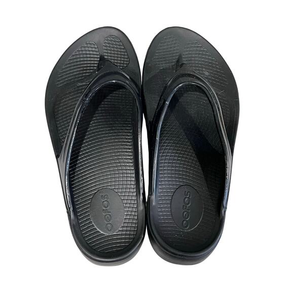 OOFOS OOriginal Thong Recovery Sandals Black Women’s Size 10 EU 41 Comfort Slide - Picture 8 of 9